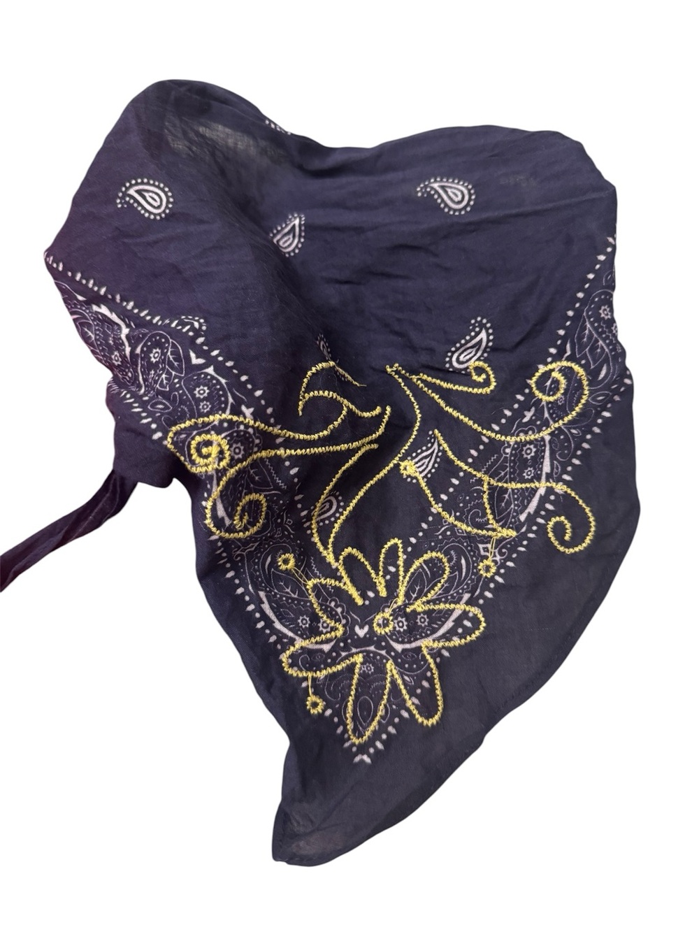 Free People Red Printed Bandana Headscarf and Navy Headscarf set of Two - Picture 4 of 7